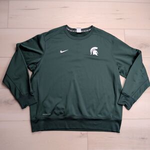 Michigan State Spartans Nike Sweatshirt Mens 3XL Therma Fit Crewneck Knit Green